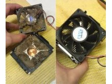 Overheating computer. Processor heatsink and fan, before and after